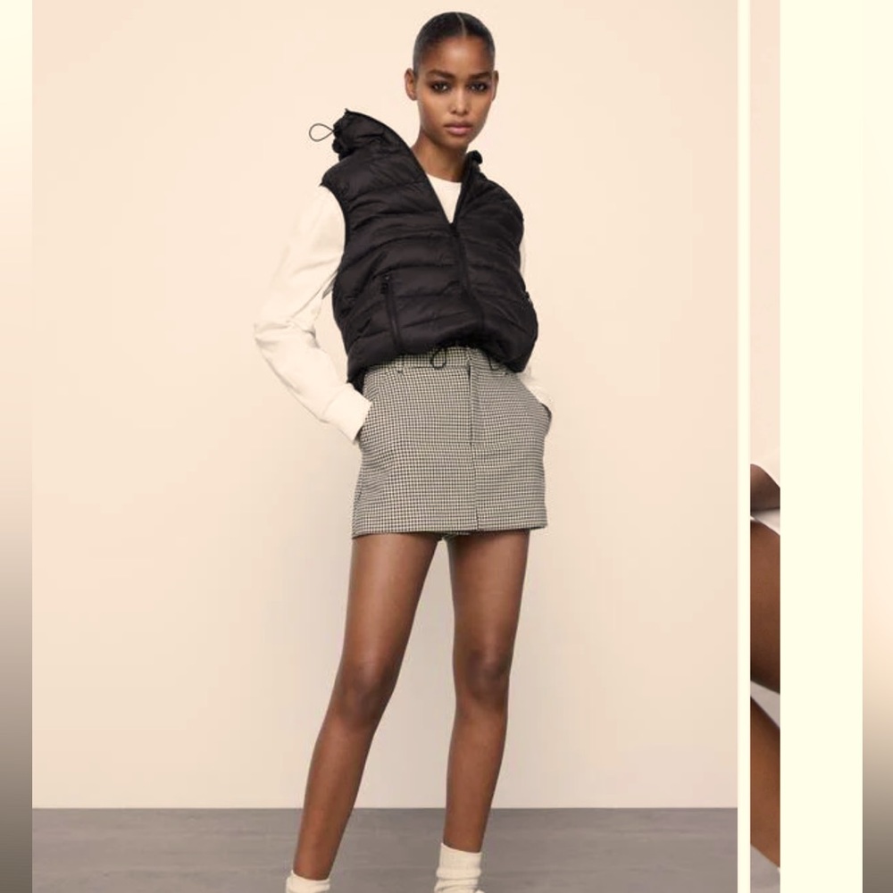 Zara houndstooth mini skirt